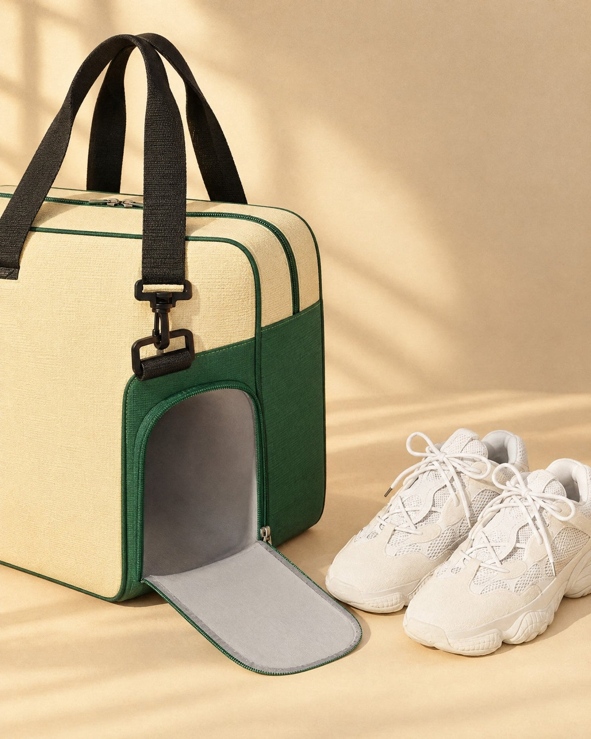 The Condesa's separate shoe compartment open
