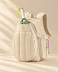 One racket in the Papagayo quilted front pocket, grip out